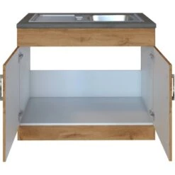 Held Möbel Spülenschrank Sorrento B100 X H85 X T60 Cm 2 Türen Wotaneiche -Kuchenwelt 853819 11016600 3