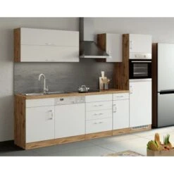 Held Möbel Ofen-Kühlschrankumbau Sorrento B60 X H200 X T60 Cm Weiß-Wotaneiche -Kuchenwelt 853869 11016600 10