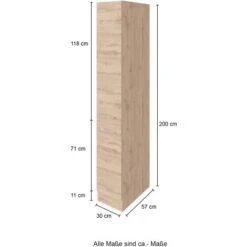 Held Möbel Apothekerschrank Sorrento 30x 200x 60 Cm 2 Ausz. 5 Fächer Wotaneiche -Kuchenwelt 853931 11016600 4
