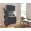 Respekta Miniküche 130 Cm Grau-Eiche Sägerau Nachbildung -Kuchenwelt 85429 4384 MKO130ESGOSS 01