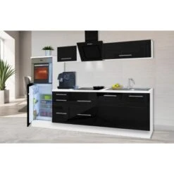 Respekta Premium Küchenzeile 270 Cm Hochbau Schwarz Hochglanz-Weiß -Kuchenwelt 9279720 2929 RP270HWS 1