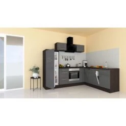 Respekta Premium Winkelküche 260 X 200 Cm Grau Hochglanz-Eiche Grau -Kuchenwelt 928098 4384 1