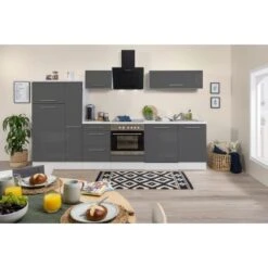 Respekta Premium Küchenzeile 310 Cm Grau Hochglanz-Weiß -Kuchenwelt 9415 RP310WGC Kchenzeile 2