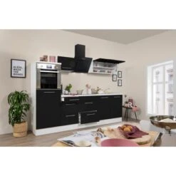 Respekta Premium Küchenzeile 270 Cm Hochbau Schwarz Hochglanz-Weiß