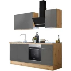 Respekta Küchenzeile Marleen 220 Cm Artisan-Eiche Grau Matt -Kuchenwelt 979879 4384 3