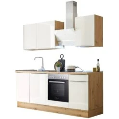Respekta Küchenzeile Marleen 220 Cm Artisan-Eiche Weiß Hochglanz -Kuchenwelt 979890 4384 3