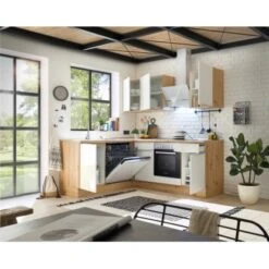 Respekta Küchenzeile Marleen 220 Cm Artisan-Eiche Weiß Hochglanz Winkel -Kuchenwelt 980033 4384 3