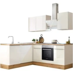 Respekta Küchenzeile Marleen 220 Cm Artisan-Eiche Weiß Winkel -Kuchenwelt 980034 4384 4