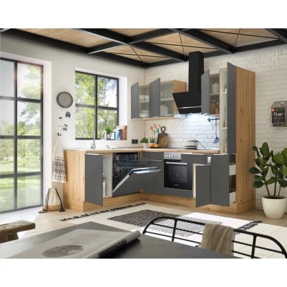 Respekta Küchenzeile Marleen 250 Cm Artisan-Eiche Grau Matt Winkel 5 Respekta Küchenzeile Marleen 250 Cm Artisan-Eiche Grau Matt Winkel – Bild 3