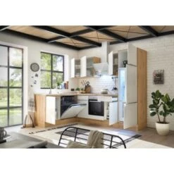 Respekta Küchenzeile Marleen 280 Cm Artisan-Eiche Weiß Hochglanz Winkel -Kuchenwelt 980048 4384 3