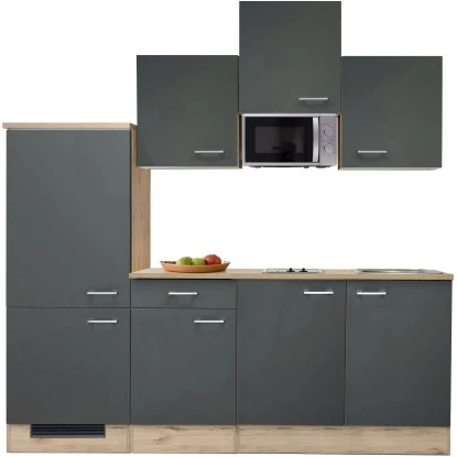 Flex-Well Exclusiv Küchenzeile Morena 210 Cm Basaltgrau Matt-San Remo Eiche Hell 5 Flex-Well Exclusiv Küchenzeile Morena 210 Cm Basaltgrau Matt-San Remo Eiche Hell – Bild 3