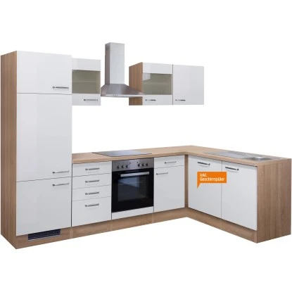 Flex-Well Exclusiv Winkelküche Valero 280 Cm Hochglanz Weiß-Sonoma Eiche 5 Flex-Well Exclusiv Winkelküche Valero 280 Cm Hochglanz Weiß-Sonoma Eiche – Bild 3