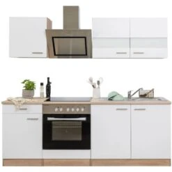 Respekta Economy Küchenzeile KB210ESWSC 210 Cm Weiß-Eiche Sägerau Glänzend -Kuchenwelt KB210ESWSC Kuechenzeile 04