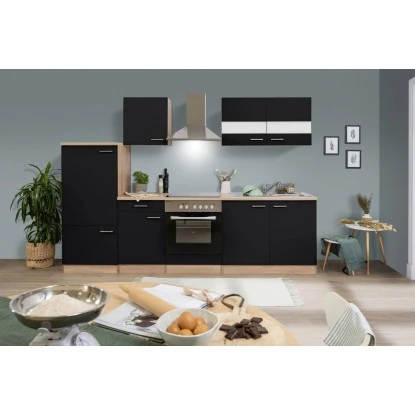 Respekta Küchenzeile 270 Cm Schwarz Eiche Sägerau 3 Respekta Küchenzeile 270 Cm Schwarz Eiche Sägerau