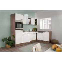 Respekta Winkelküche 280 Cm Weiß-Seidenglanz Eiche-York -Kuchenwelt KBL280EYWS Kuechenzeile 02