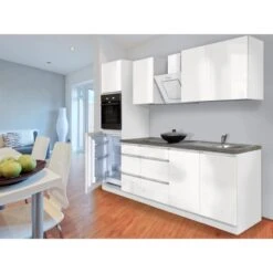 Respekta Küchenzeile GLRP270HWW Grifflos 270 Cm Weiß Hochglanz -Kuchenwelt Kuechenzeile GLRP270HWW 1