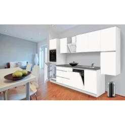 Respekta Küchenzeile GLRP330HWWM Grifflos 330 Cm Weiß Matt -Kuchenwelt Kuechenzeile GLRP330HWWM 2