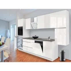 Respekta Küchenzeile GLRP330HWW Grifflos 330 Cm Weiß Hochglanz -Kuchenwelt Kuechenzeile GLRP330HWW 1