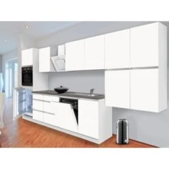 Respekta Küchenzeile GLRP380HWWM Grifflos 380 Cm Weiß Matt -Kuchenwelt Kuechenzeile GLRP380HWWM 1