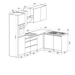 Respekta Premium Winkelküche Grifflos 280 Cm Schwarz Hochglanz-Weiß 31 Respekta Premium Winkelküche Grifflos 280 Cm Schwarz Hochglanz-Weiß -Kuchenwelt Mazeichnung GLRPL280HWS 07