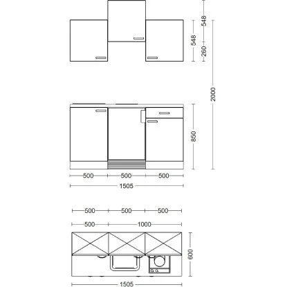 Flex-Well Exclusiv Singleküche Capri 150 Cm Schwarz Matt-Endgrain Oak 11 Flex-Well Exclusiv Singleküche Capri 150 Cm Schwarz Matt-Endgrain Oak – Bild 9