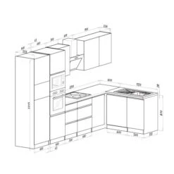 Respekta Premium Winkelküche Grifflos 345 Cm Schwarz Hochglanz-Weiß -Kuchenwelt eichnung GLRPL345HWSGKE 08