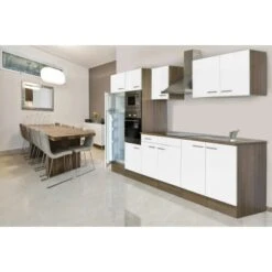 Respekta Küchenzeile KB330EYWMIGKE 330 Cm Weiß Seidengl.-Eiche York Nachbildung -Kuchenwelt eile KB330EYWMIGKE 330cm 2