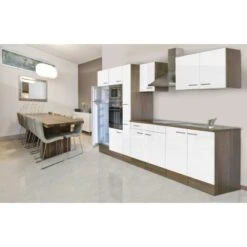 Respekta Küchenzeile KB360EYWMIGKE 360 Cm Weiß Seidengl.-Eiche York Nachbildung -Kuchenwelt eile KB360EYWMIGKE 360cm 2