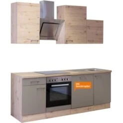 Flex-Well Küchenzeile Arizona 220 Cm Quarz Cubanit-San Remo Eiche -Kuchenwelt g2201701015gsparizonafrei