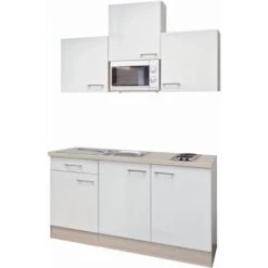 Flex-Well Exclusiv Singleküche Abaco 150 Cm BreitPerlmutt Glänzend-Akazie -Kuchenwelt g 150 1003 019 abaco frei