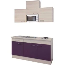 Flex-Well Exclusiv Singleküche Focus 150 Cm Breit Akazie-Aubergine -Kuchenwelt g 150 1003 019 focus frei