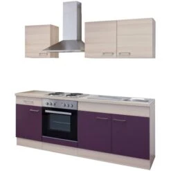 Flex-Well Exclusiv Küchenzeile Focus 210 Cm Akazie-Aubergine -Kuchenwelt g 210 1601 016 focus frei