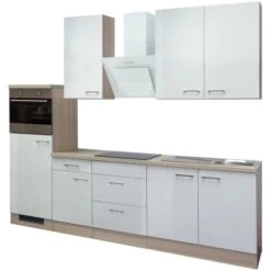 Flex-Well Exclusiv Küchenzeile Abaco 270 Cm Perlmutt Glänzend-Akazie NB -Kuchenwelt g 270 2223 059 abaco frei