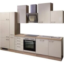 Flex-Well Exclusiv Küchenzeile Orlando 310 Cm Kaschmir Glanz-Sonoma Eiche -Kuchenwelt g 310 2601 012 nepal frei