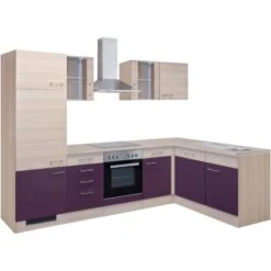 Flex-Well Exclusiv Winkelküche Focus 280 Cm Akazie-Aubergine -Kuchenwelt g 999 2802 014 focus frei