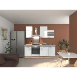 Flex-Well Exclusiv Küchenzeile Valero 220 Cm Hochglanz Weiß-Sonoma Eiche 7 Flex-Well Exclusiv Küchenzeile Valero 220 Cm Hochglanz Weiß-Sonoma Eiche -Kuchenwelt ile 220 cm G2201702022VA 2