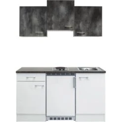 Flex-Well Classic Singleküche Lucca 150 Cm Weiß-Caledonia -Kuchenwelt uccacaledonia frei frontal