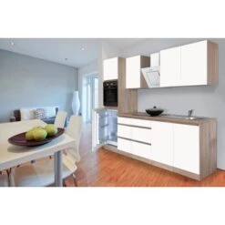 Respekta Küchenzeile GLRP270HESWM Grifflos 270 Cm Weiß Matt-Sonoma Eiche -Kuchenwelt uechenzeile GLRP270HESWM 2