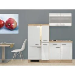 Flex-Well Exclusiv Küchenzeile Valero 190 Cm Hochglanz Weiß-Sonoma Eiche -Kuchenwelt uechenzeile valero 190cm 2